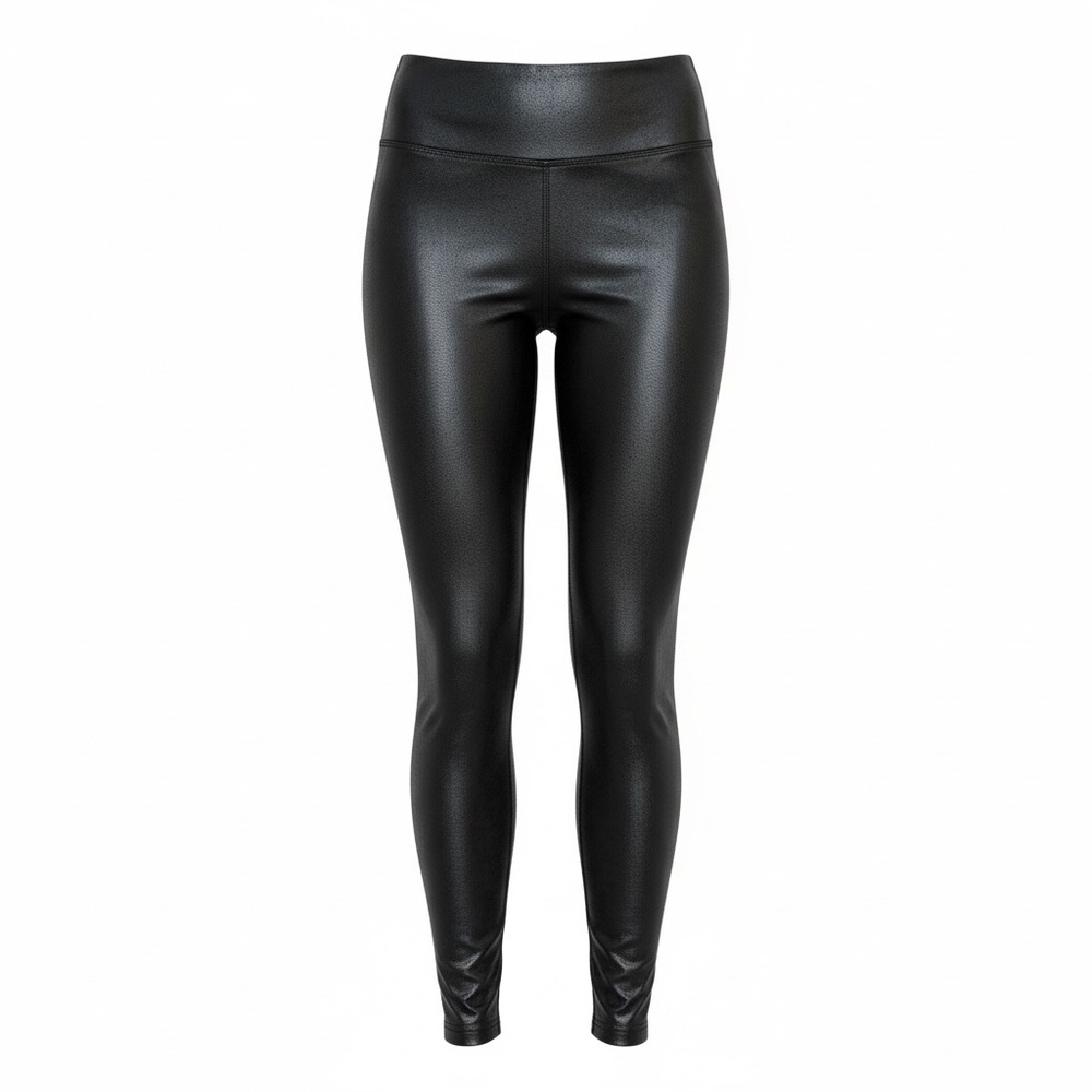 SPANX faux leather leggings women petite LARGE black high rise